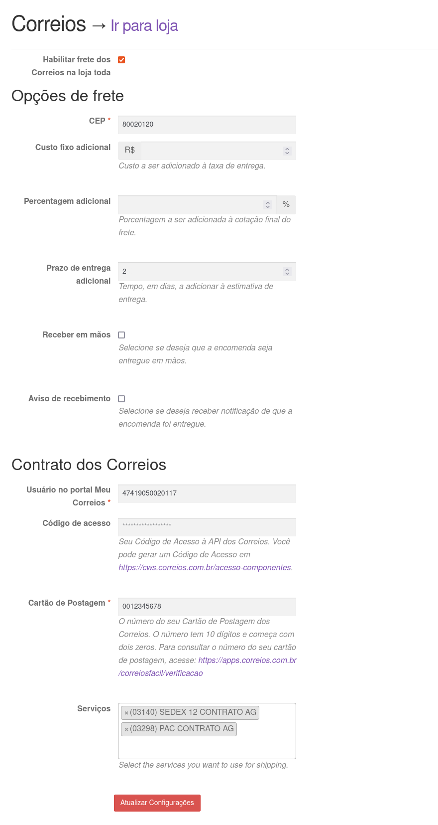 Campos do vendedor no painel Dokan