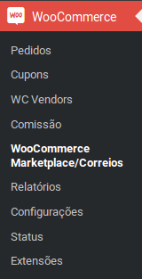 Localização do link no menu do WooCommerce