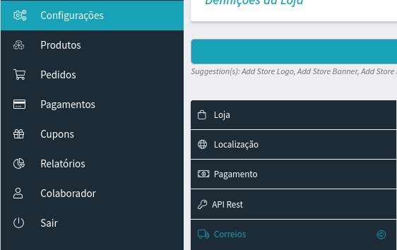 Localização das configuraçoes no menu WCFM