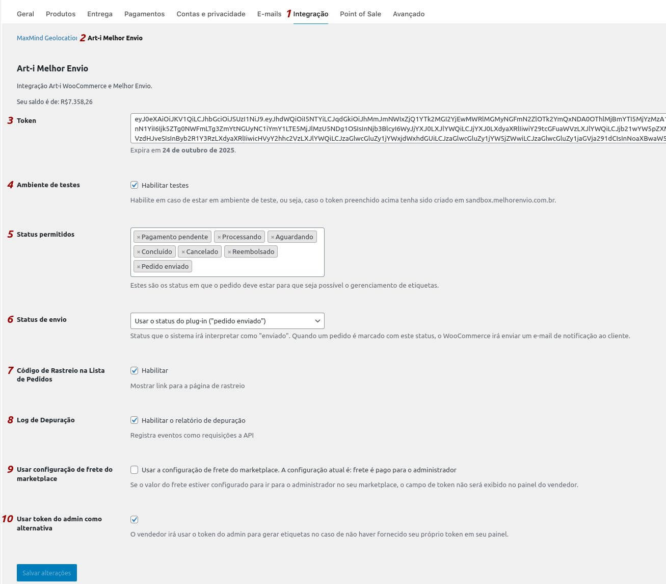 Configuração API Melhor Envio