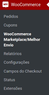 Localização do link no menu do WooCommerce