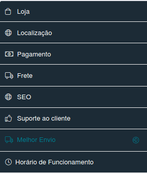 Localização das configuraçoes no menu WCFM
