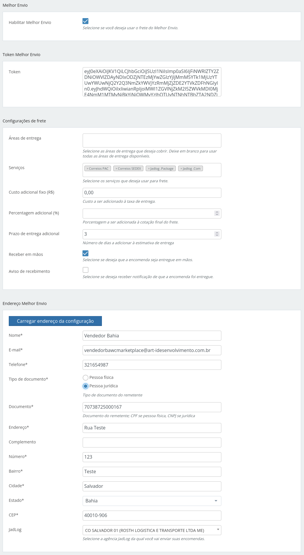 Campos do vendedor no painel MultiVendorX